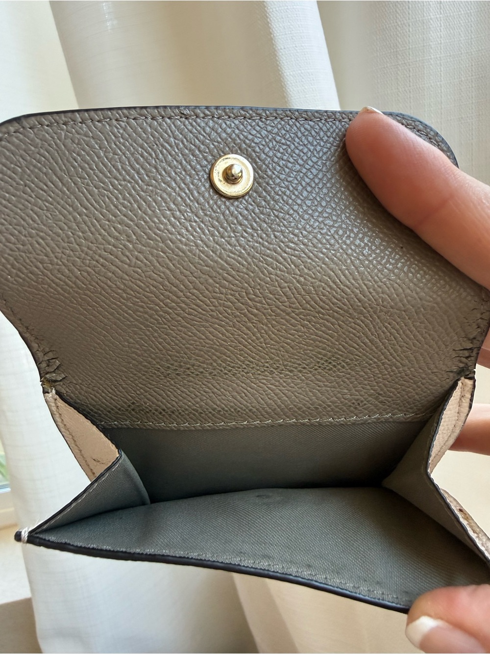 VTG Coach CF446 Small Colorblock Tri-Fold Wallet Black/Chalk Crossgrain Leather - Picture 5 of 5